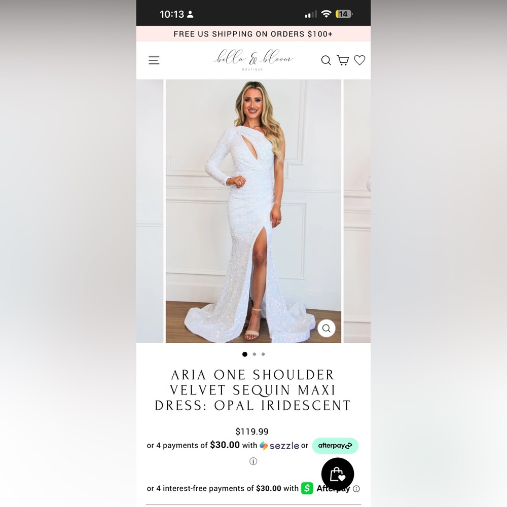 Glamorous White Sequin One-Shoulder Dress